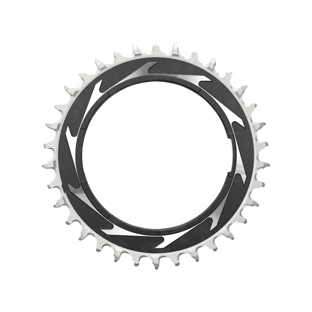 SRAM Chain Ring T-Type 38 Tooth Powermeter Threaded 3mm Offset Eagle (Including Pin Thread Backup and Screw) - Black / Silver XXSL D1