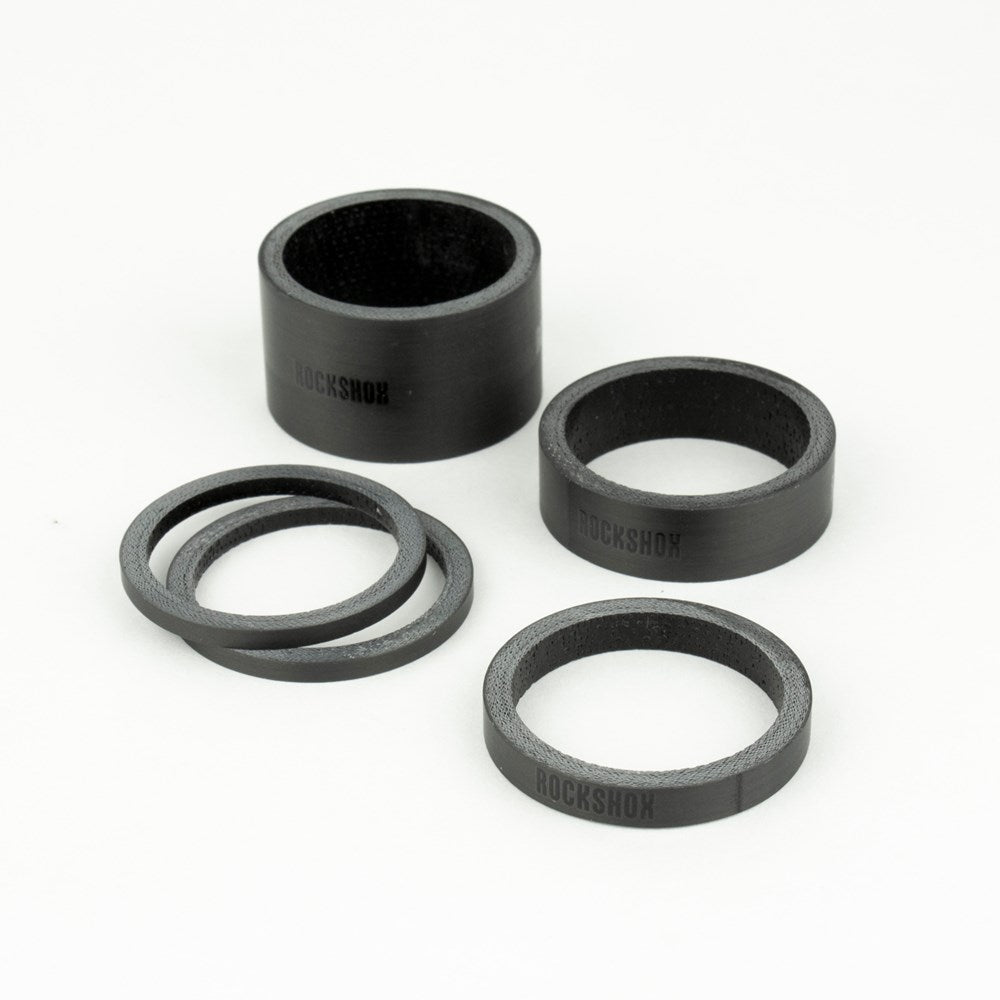 RockShox Headset Spacer Set, UD Carbon, Gloss Black Logo (2.5mm x 2, 5mm x 1, 10mm x 1, 20mm x 1)
