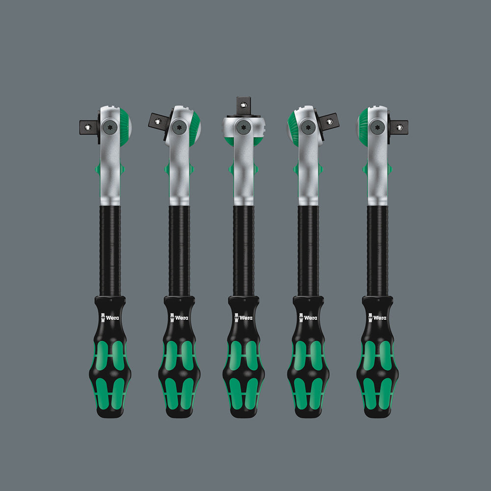 The ratchet head pivots freely and can be locked into any defined position by using the slide switch that is positioned on either side. It is even possible to work in very confined and difficult-to-access areas with enhanced hand clearance. The prede
