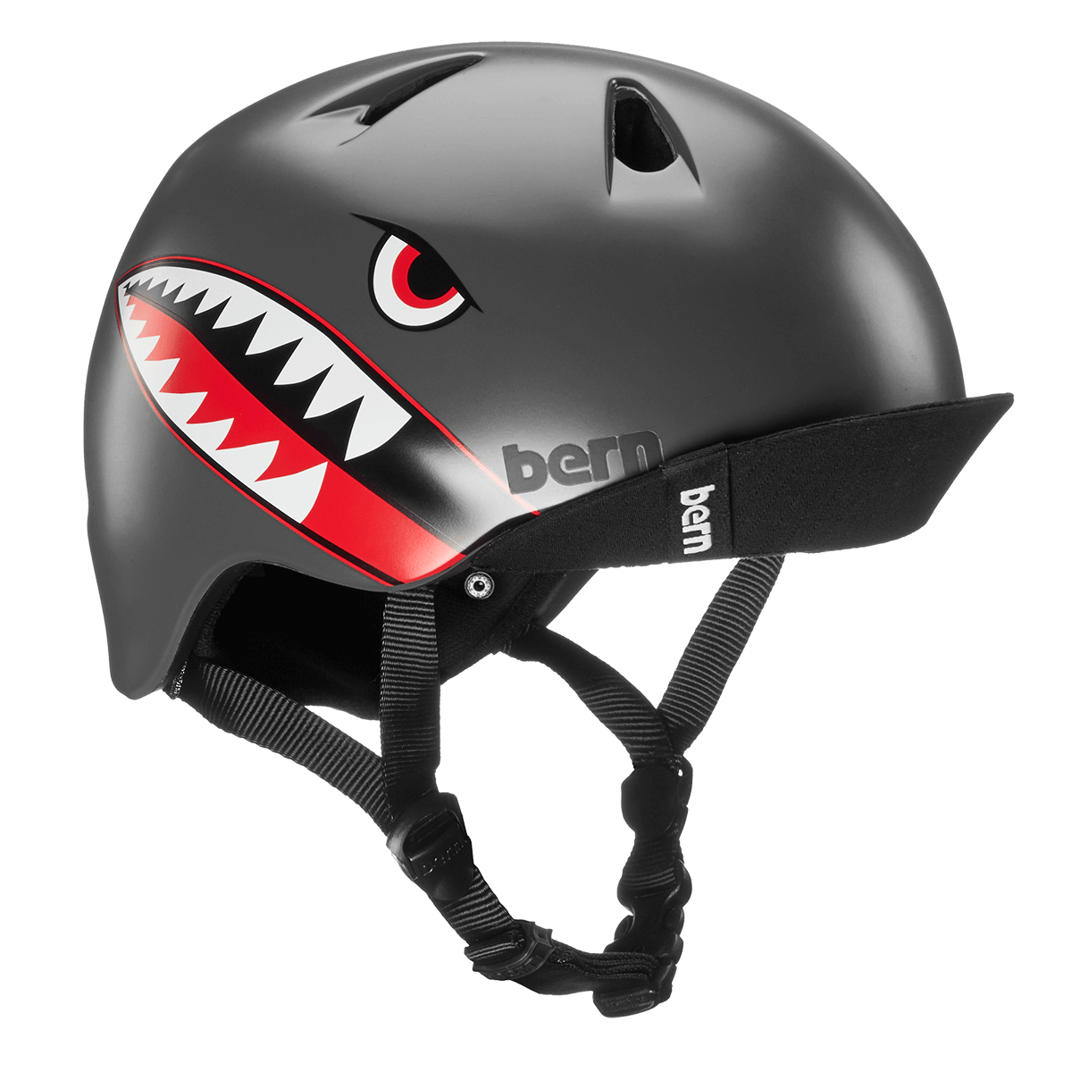 Bern Nino Satin Grey Flying Tiger w/ Flip Visor