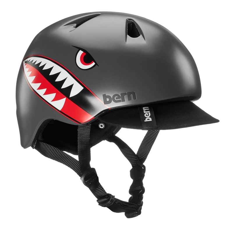 Bern Nino Satin Grey Flying Tiger w/ Flip Visor